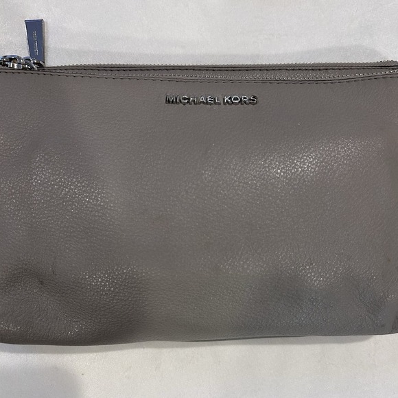 Michael Kors Shoulder Cross Bag Gray ‎ Pebble Leather 32S7SAFC3L Tag Double Zip - Picture 7 of 14
